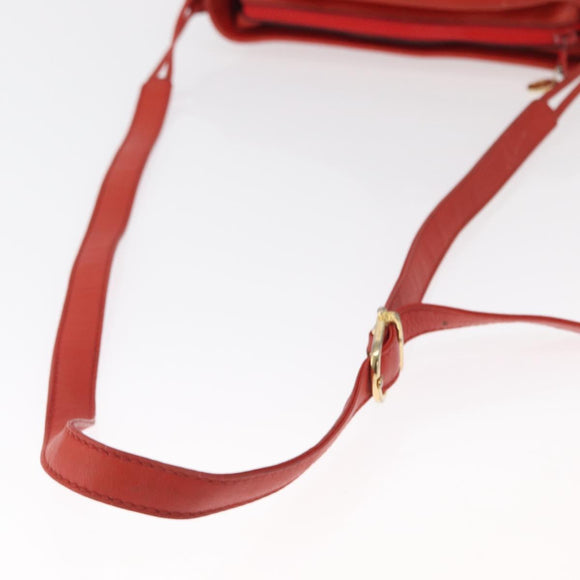 CELINE Macadam Canvas Shoulder Bag Red Gold Auth 161503