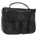 CELINE Circle Shoulder Bag Leather Black Gold Auth 161504-1
