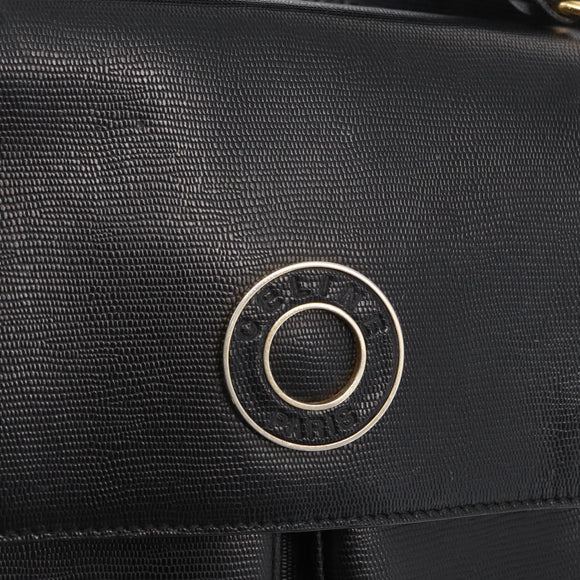 CELINE Circle Shoulder Bag Leather Black Gold Auth 161504