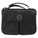 CELINE Circle Shoulder Bag Leather Black Gold Auth 161504-13