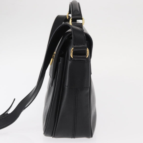 CELINE Circle Shoulder Bag Leather Black Gold Auth 161504