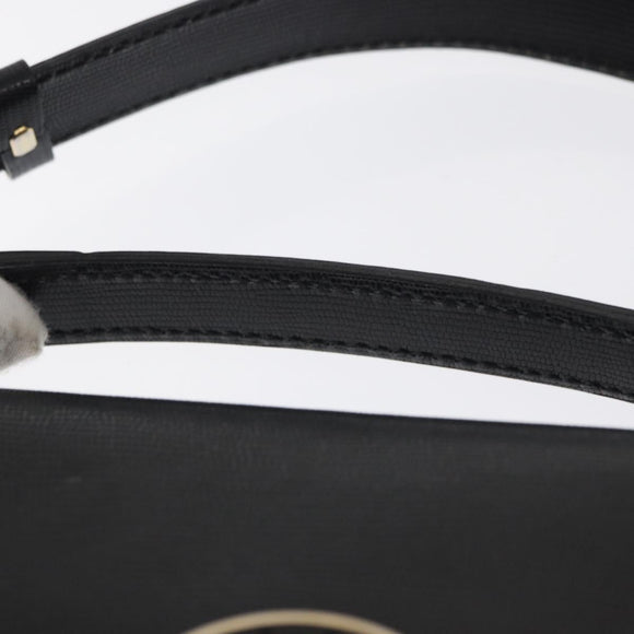CELINE Circle Shoulder Bag Leather Black Gold Auth 161504