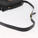 CELINE Circle Shoulder Bag Leather Black Gold Auth 161504-8