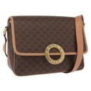 CELINE Macadam Canvas Shoulder Bag PVC Leather Brown Gold Auth 161505-1