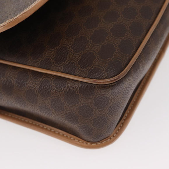 CELINE Macadam Canvas Shoulder Bag PVC Leather Brown Gold Auth 161505