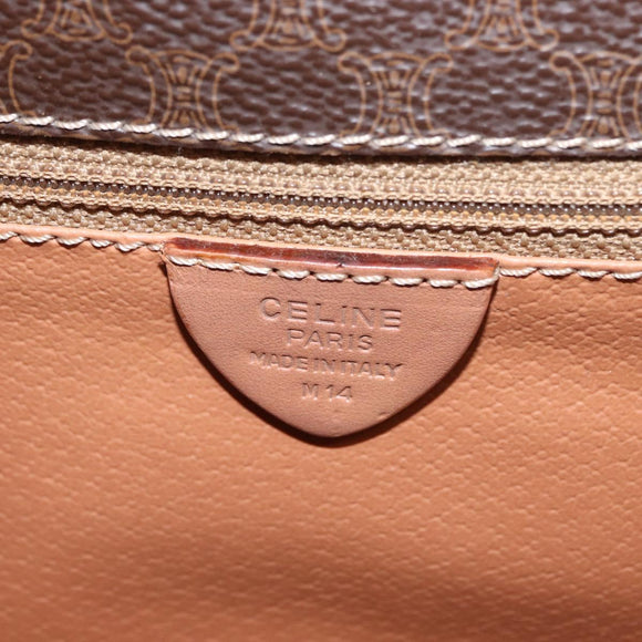 CELINE Macadam Canvas Shoulder Bag PVC Leather Brown Gold Auth 161505