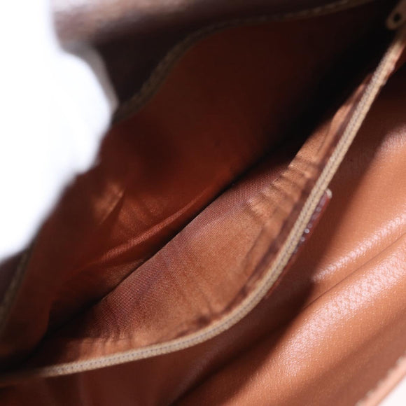 CELINE Macadam Canvas Shoulder Bag PVC Leather Brown Gold Auth 161505