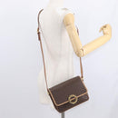 CELINE Macadam Canvas Shoulder Bag PVC Leather Brown Gold Auth 161505-22