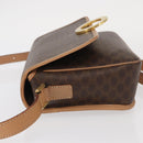 CELINE Macadam Canvas Shoulder Bag PVC Leather Brown Gold Auth 161505-4