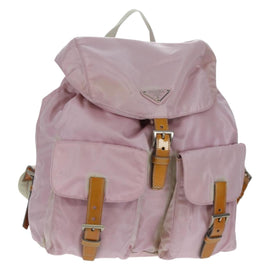 PRADA Backpack Nylon Pink Silver Auth 161509