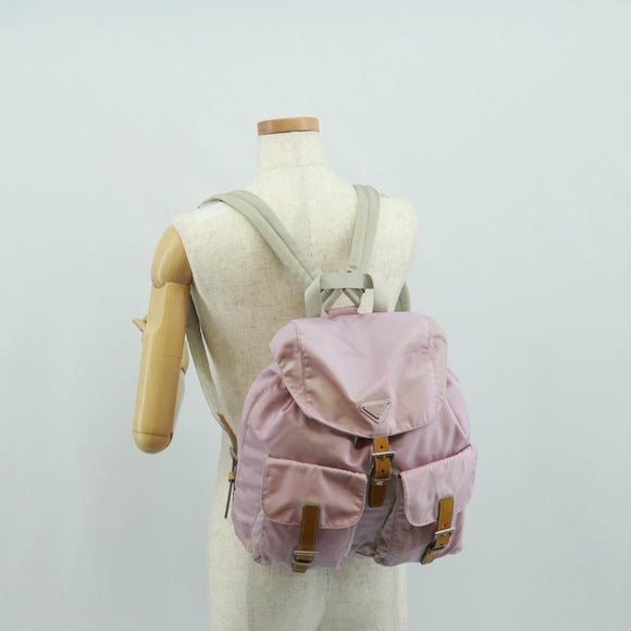 PRADA Backpack Nylon Pink Silver Auth 161509