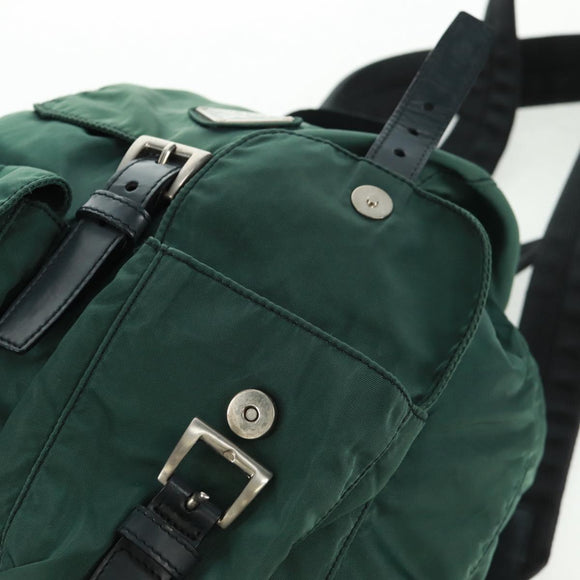 PRADA Backpack Nylon Green Silver Auth 161515