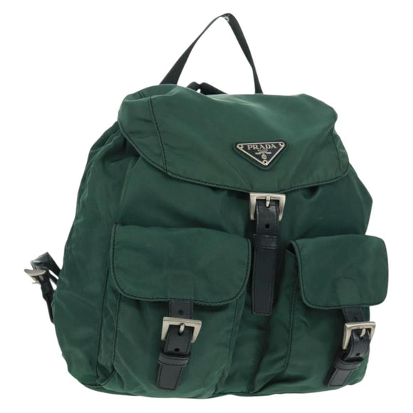 PRADA Backpack Nylon Green Silver Auth 161515