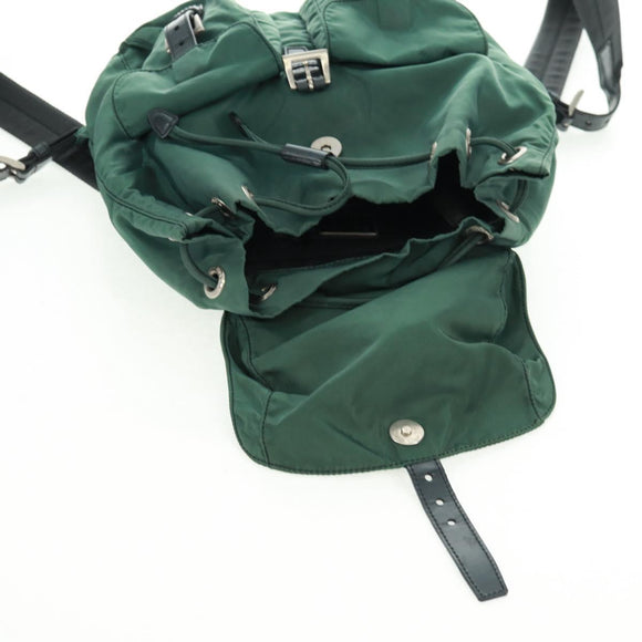 PRADA Backpack Nylon Green Silver Auth 161515