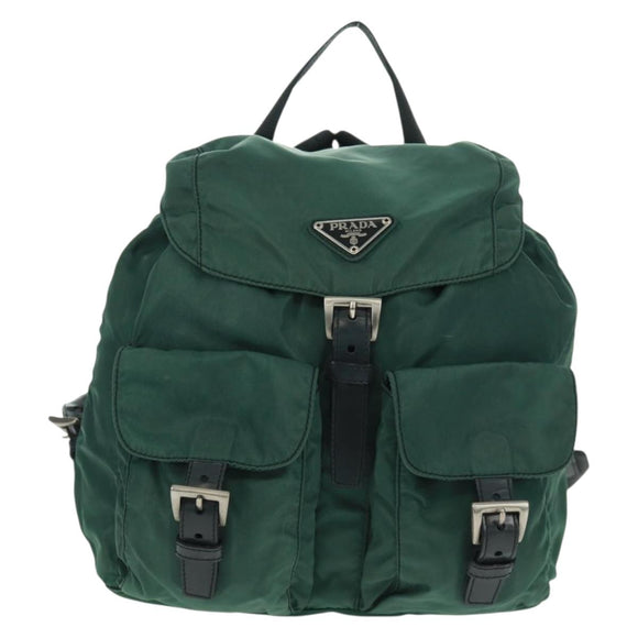 PRADA Backpack Nylon Green Silver Auth 161515