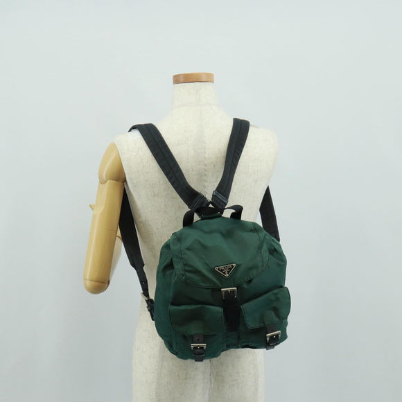 PRADA Backpack Nylon Green Silver Auth 161515