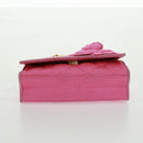 CHANEL Matelasse Chain Camelia Shoulder Bag Cotton Pink Gold CC Auth 161522V-6