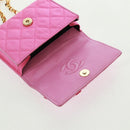 CHANEL Matelasse Chain Camelia Shoulder Bag Cotton Pink Gold CC Auth 161522V-20