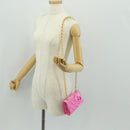 CHANEL Matelasse Chain Camelia Shoulder Bag Cotton Pink Gold CC Auth 161522V-26