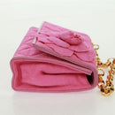 CHANEL Matelasse Chain Camelia Shoulder Bag Cotton Pink Gold CC Auth 161522V-5
