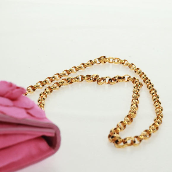 CHANEL Matelasse Chain Camelia Shoulder Bag Cotton Pink Gold CC Auth 161522V
