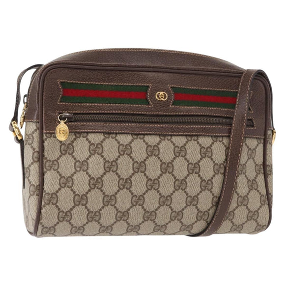 GUCCI GG Supreme Web Sherry Line Shoulder Bag PVC Beige 001 113 6472 Auth 161523