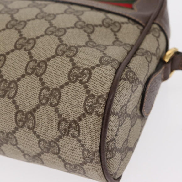 GUCCI GG Supreme Web Sherry Line Shoulder Bag PVC Beige 001 113 6472 Auth 161523