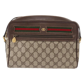 GUCCI GG Supreme Web Sherry Line Shoulder Bag PVC Beige 001 113 6472 Auth 161523 - 0