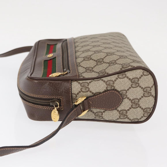 GUCCI GG Supreme Web Sherry Line Shoulder Bag PVC Beige 001 113 6472 Auth 161523