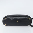 GUCCI Bamboo Hand Bag Leather 2way Black Gold 000 3780 0290 Auth 161528-11