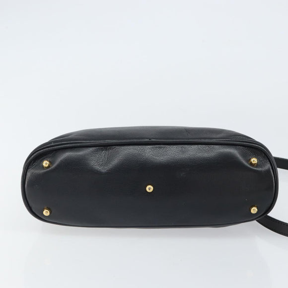 GUCCI Bamboo Hand Bag Leather 2way Black Gold 000 3780 0290 Auth 161528