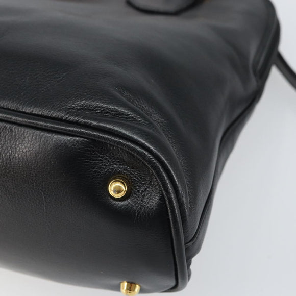 GUCCI Bamboo Hand Bag Leather 2way Black Gold 000 3780 0290 Auth 161528