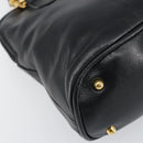 GUCCI Bamboo Hand Bag Leather 2way Black Gold 000 3780 0290 Auth 161528-13