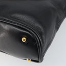 GUCCI Bamboo Hand Bag Leather 2way Black Gold 000 3780 0290 Auth 161528-14