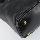 GUCCI Bamboo Hand Bag Leather 2way Black Gold 000 3780 0290 Auth 161528-15