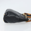 GUCCI Bamboo Hand Bag Leather 2way Black Gold 000 3780 0290 Auth 161528-4