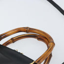 GUCCI Bamboo Hand Bag Leather 2way Black Gold 000 3780 0290 Auth 161528-8