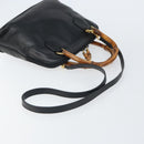 GUCCI Bamboo Hand Bag Leather 2way Black Gold 000 3780 0290 Auth 161528-9