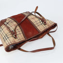 BURBERRY Nova Check Tote Bag PVC Beige Gold Auth 161529-6