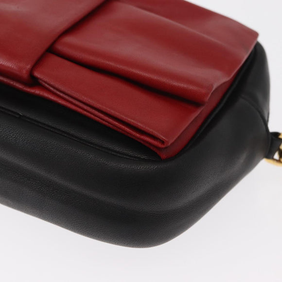 PRADA Shoulder Bag Leather Black Gold Auth 161530V