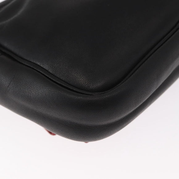 PRADA Shoulder Bag Leather Black Gold Auth 161530V