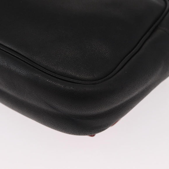 PRADA Shoulder Bag Leather Black Gold Auth 161530V