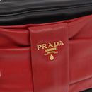 PRADA Shoulder Bag Leather Black Gold Auth 161530V-19