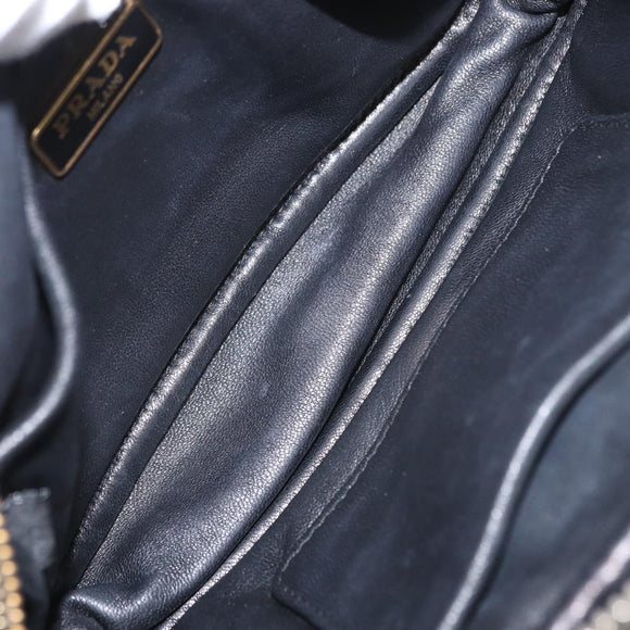 PRADA Shoulder Bag Leather Black Gold Auth 161530V