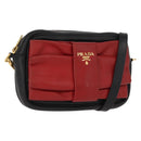 PRADA Shoulder Bag Leather Black Gold Auth 161530V-1