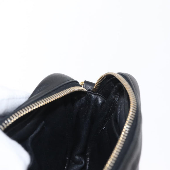 PRADA Shoulder Bag Leather Black Gold Auth 161530V