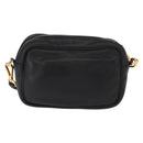 PRADA Shoulder Bag Leather Black Gold Auth 161530V-2