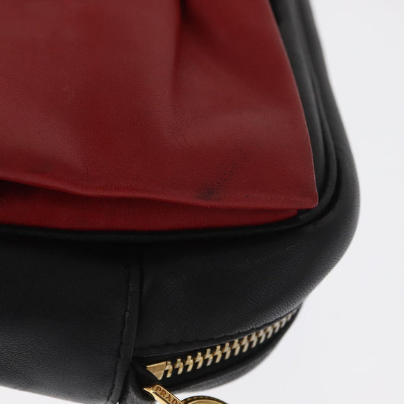 PRADA Shoulder Bag Leather Black Gold Auth 161530V