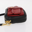 PRADA Shoulder Bag Leather Black Gold Auth 161530V-5