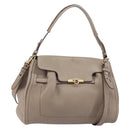 Salvatore Ferragamo Gancini Hand Bag Leather 2way Beige Gold Auth 161535-1